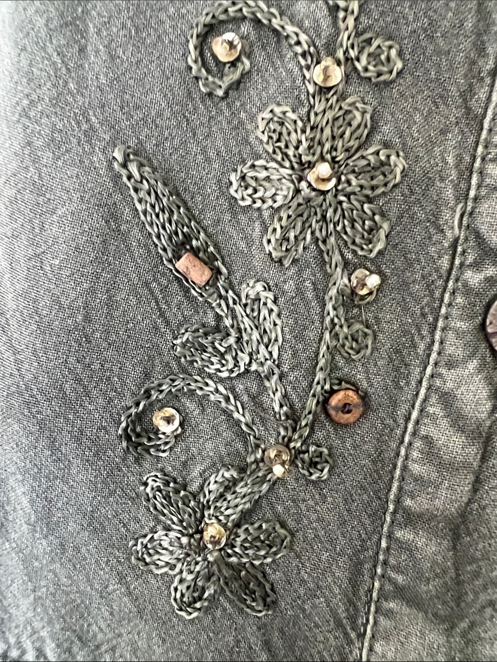 Venezia Olive Embroidered V-Neck Button Tunic - Picture 8 of 11